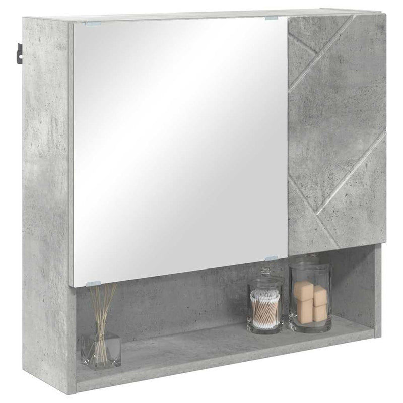 vidaXL Tükörszekrény polcokkal Beton szürke 59 x 17 x 55 cm Faanyag