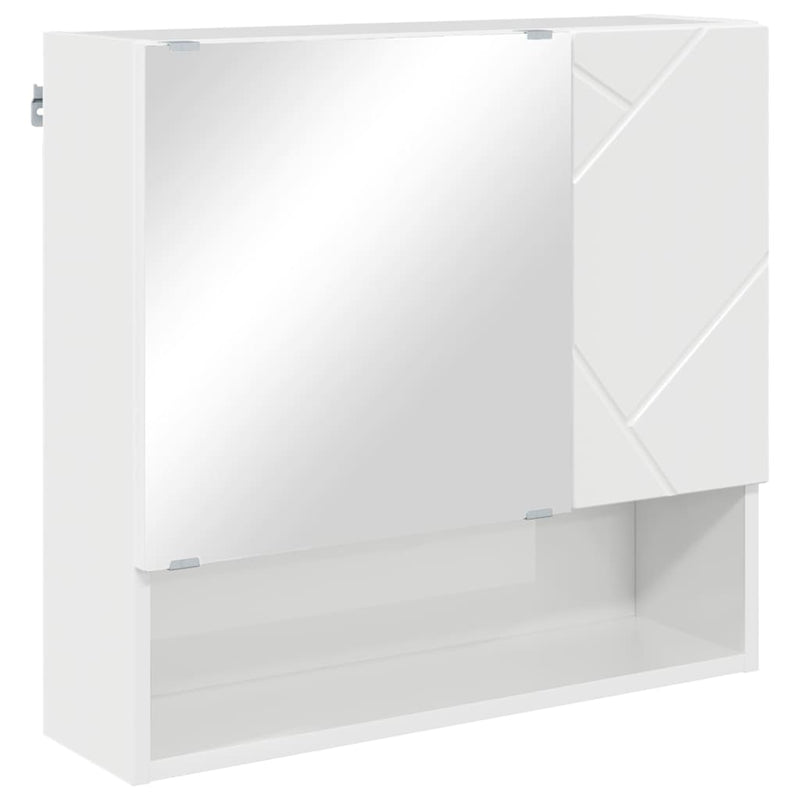 vidaXL Tükörszekrény ajtóval Magasfényű fehér 59 x 17 x 55 cm Faanyag