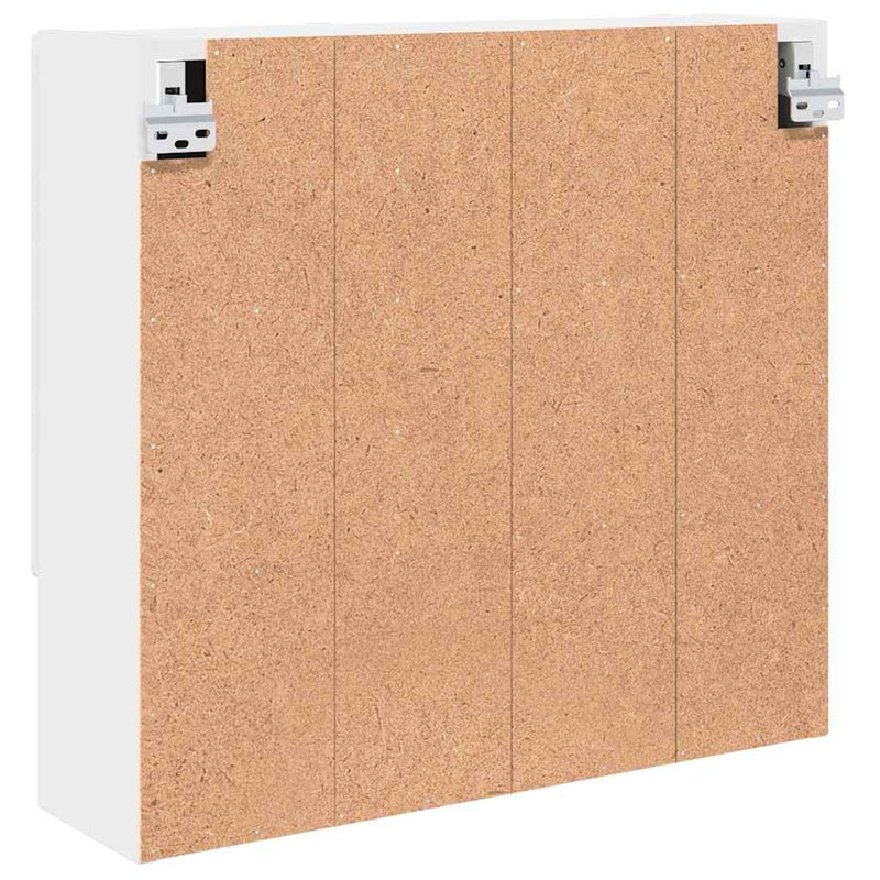 vidaXL Tükörszekrény ajtóval Magasfényű fehér 59 x 17 x 55 cm Faanyag