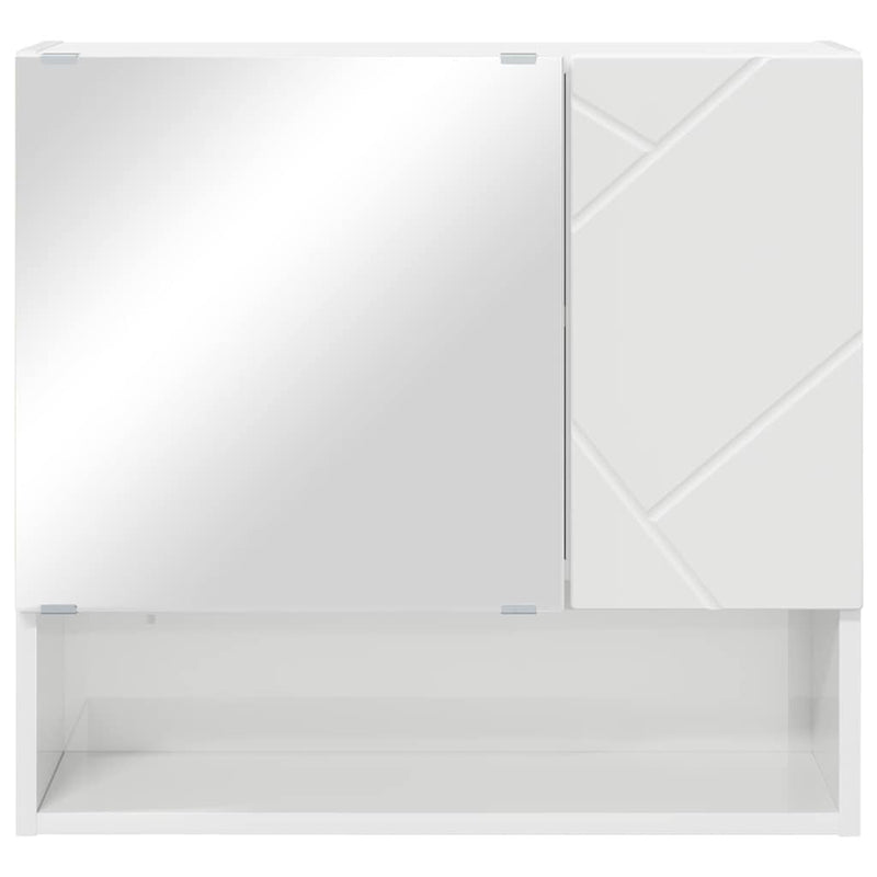 vidaXL Tükörszekrény ajtóval Magasfényű fehér 59 x 17 x 55 cm Faanyag