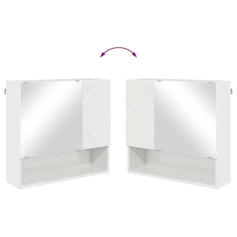 vidaXL Tükörszekrény ajtóval Magasfényű fehér 59 x 17 x 55 cm Faanyag
