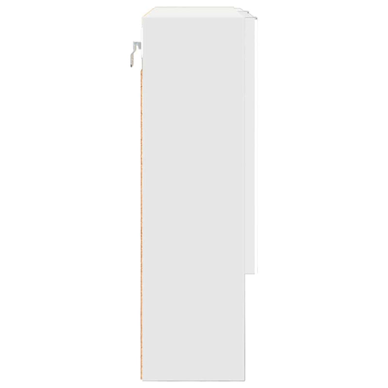 vidaXL Tükörszekrény ajtóval Magasfényű fehér 59 x 17 x 55 cm Faanyag
