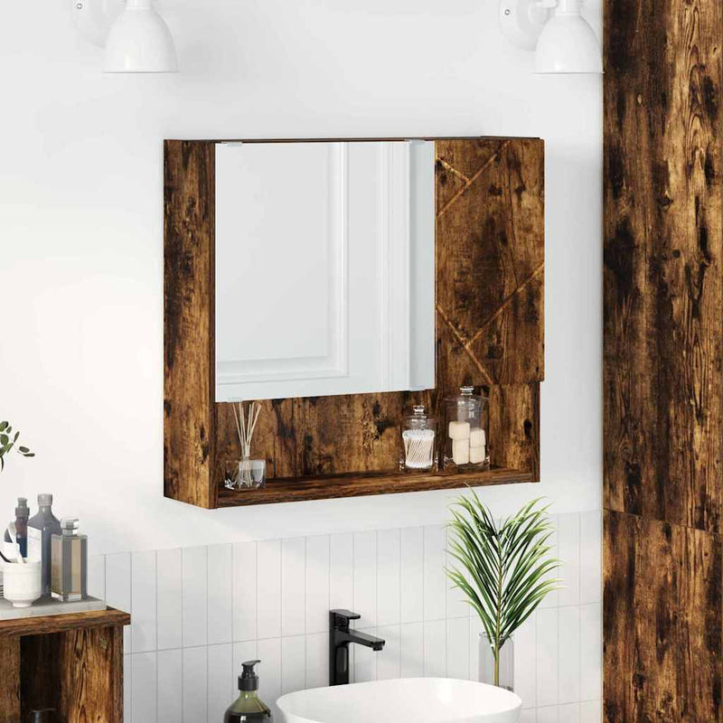 vidaXL Tükörszekrény polcokkal Füstölt tölgy 59 x 17 x 55 cm Faanyag