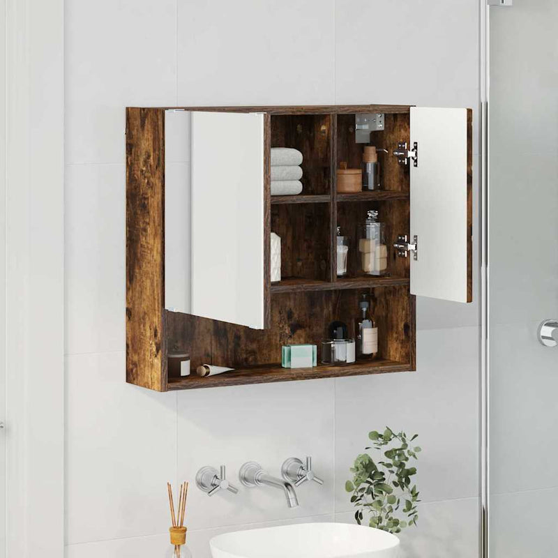vidaXL Tükörszekrény polcokkal Füstölt tölgy 59 x 17 x 55 cm Faanyag