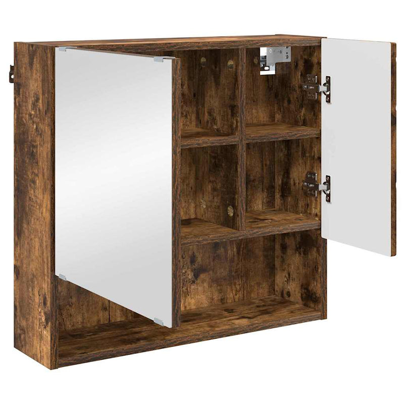 vidaXL Tükörszekrény polcokkal Füstölt tölgy 59 x 17 x 55 cm Faanyag
