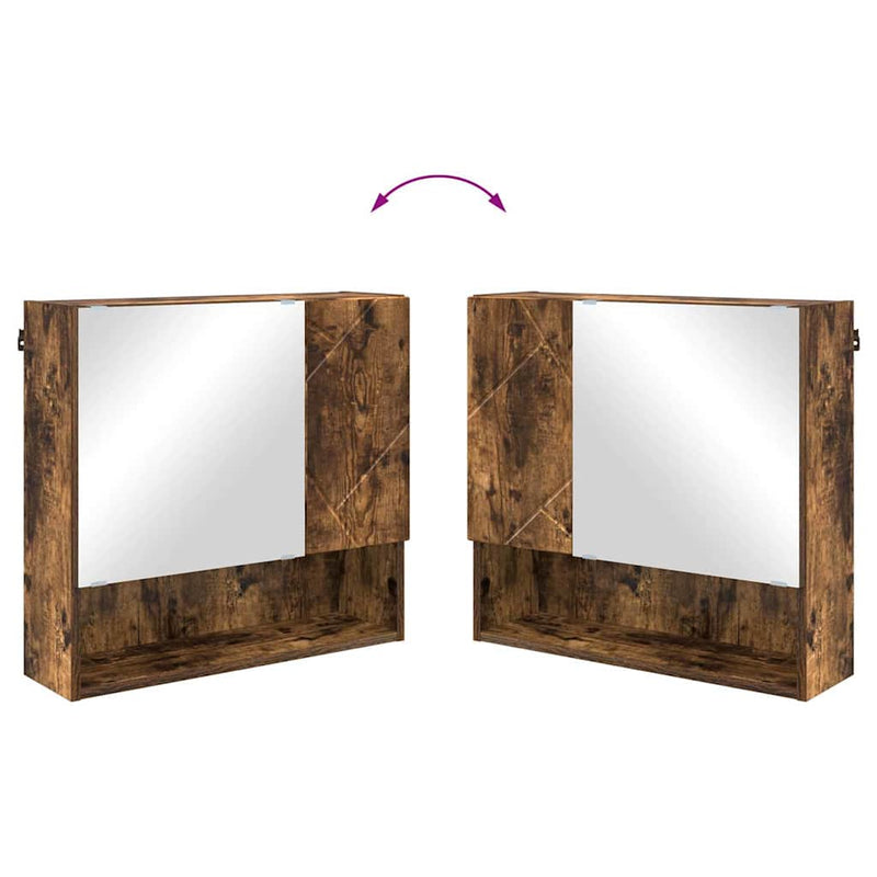 vidaXL Tükörszekrény polcokkal Füstölt tölgy 59 x 17 x 55 cm Faanyag