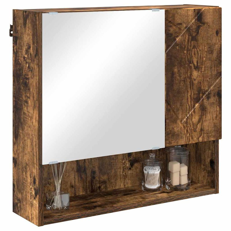 vidaXL Tükörszekrény polcokkal Füstölt tölgy 59 x 17 x 55 cm Faanyag