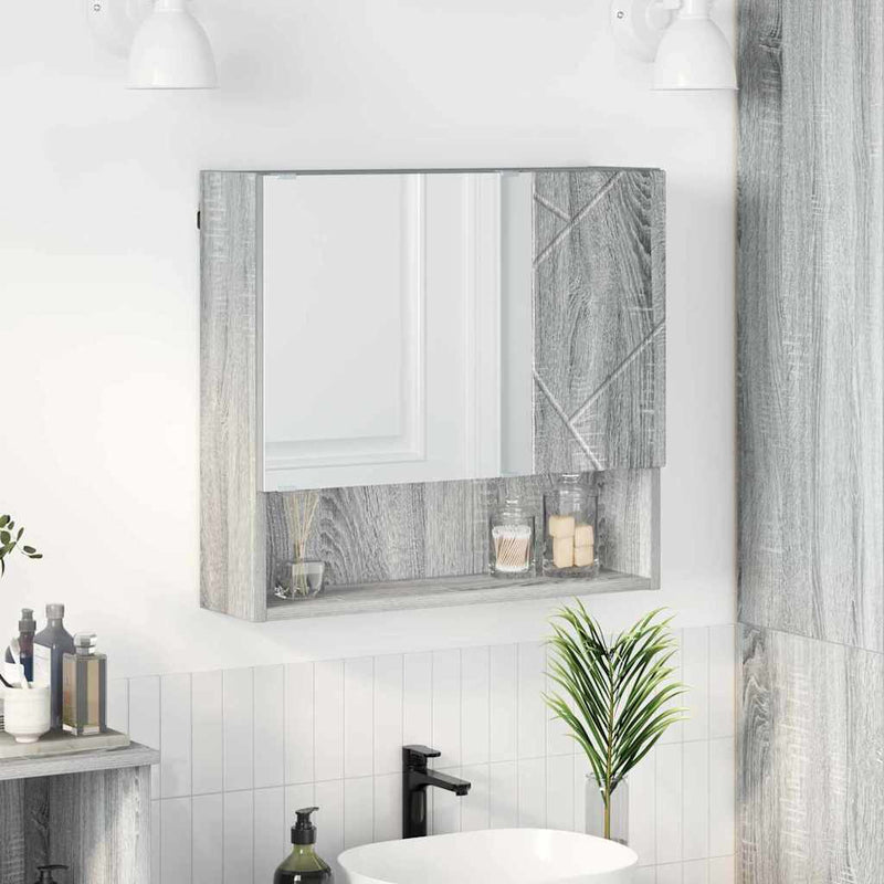 vidaXL Tükörszekrény polcokkal Szürke sonoma 59 x 17 x 55 cm Faanyag