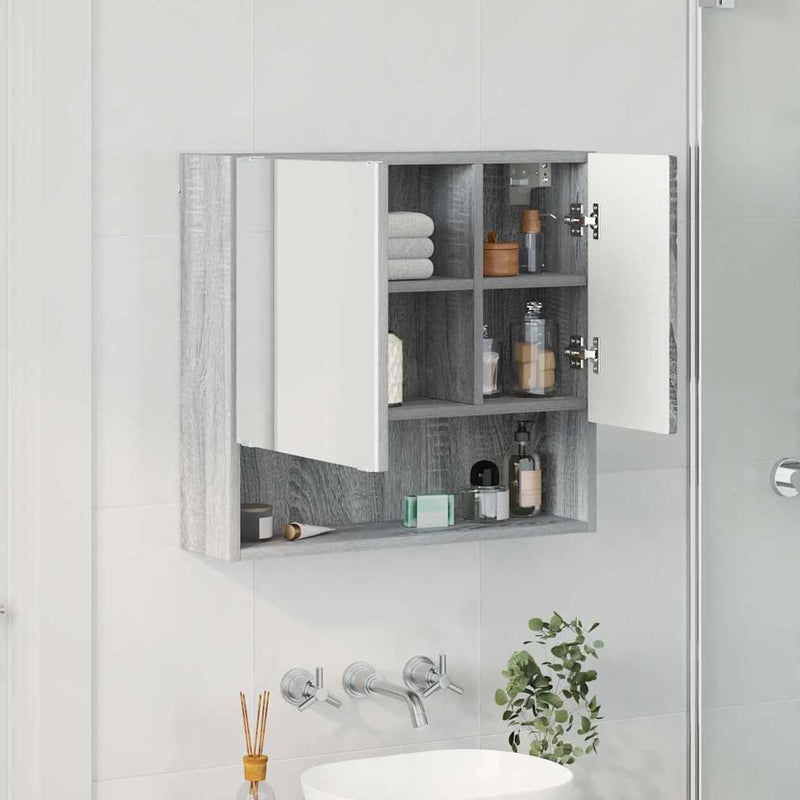 vidaXL Tükörszekrény polcokkal Szürke sonoma 59 x 17 x 55 cm Faanyag