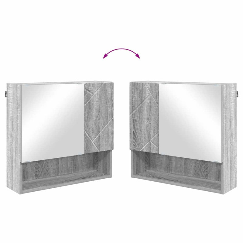 vidaXL Tükörszekrény polcokkal Szürke sonoma 59 x 17 x 55 cm Faanyag