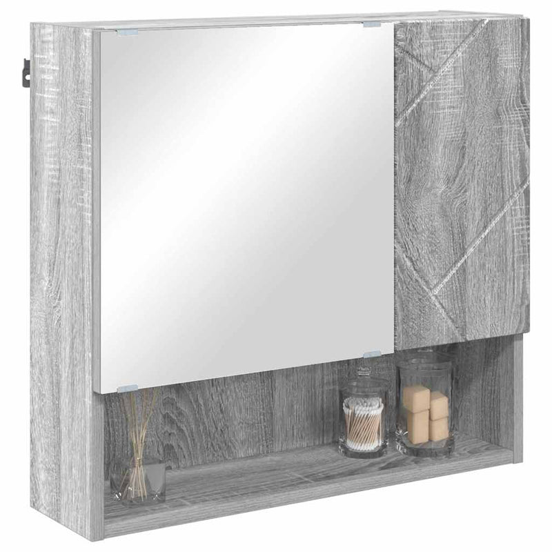 vidaXL Tükörszekrény polcokkal Szürke sonoma 59 x 17 x 55 cm Faanyag
