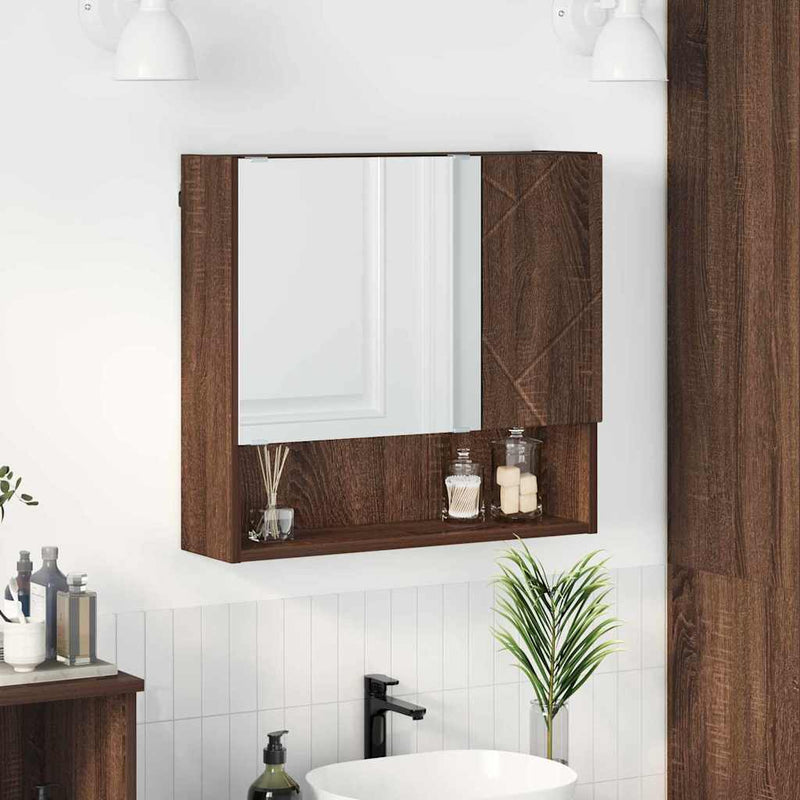vidaXL Tükörszekrény polcokkal barna tölgy 59 x 17 x 55 cm Faanyag