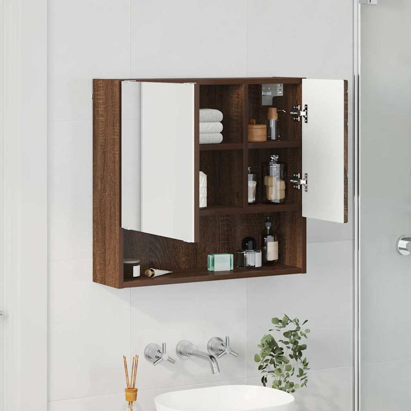 vidaXL Tükörszekrény polcokkal barna tölgy 59 x 17 x 55 cm Faanyag