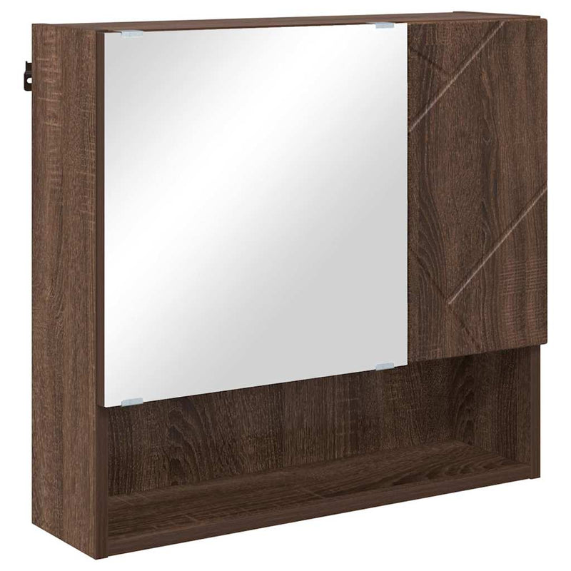 vidaXL Tükörszekrény polcokkal barna tölgy 59 x 17 x 55 cm Faanyag