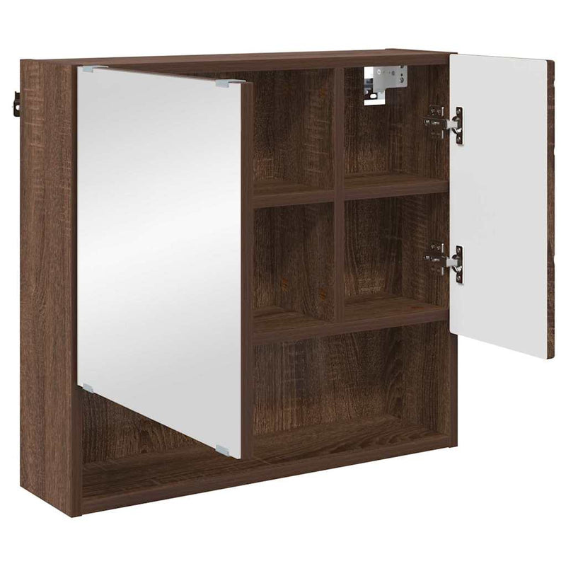 vidaXL Tükörszekrény polcokkal barna tölgy 59 x 17 x 55 cm Faanyag