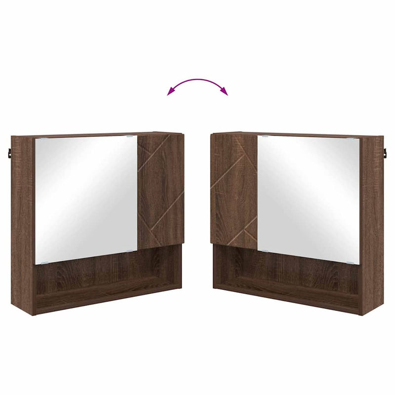 vidaXL Tükörszekrény polcokkal barna tölgy 59 x 17 x 55 cm Faanyag