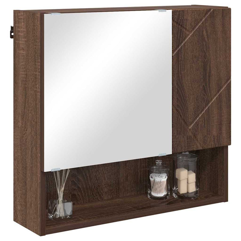 vidaXL Tükörszekrény polcokkal barna tölgy 59 x 17 x 55 cm Faanyag
