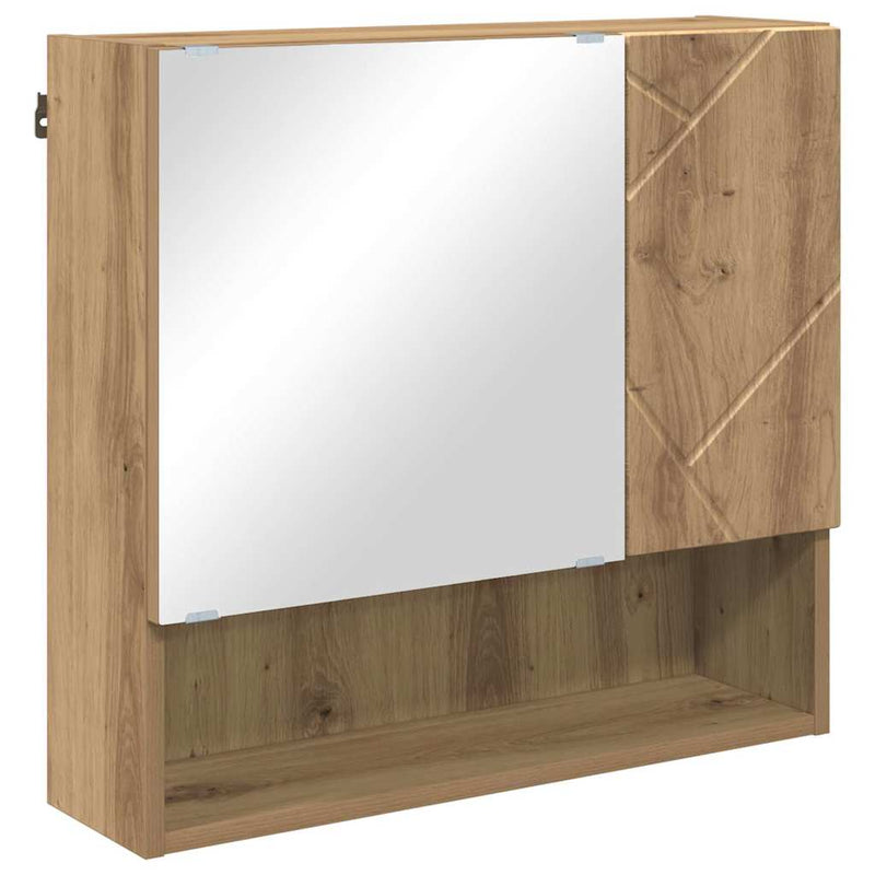 vidaXL Tükörszekrény polcokkal kézműves tölgy 59 x 17 x 55 cm Faanyag