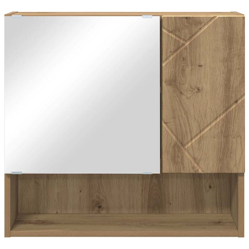 vidaXL Tükörszekrény polcokkal kézműves tölgy 59 x 17 x 55 cm Faanyag