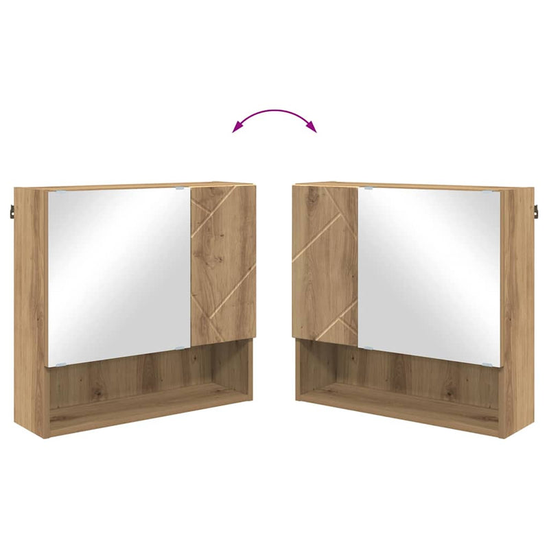 vidaXL Tükörszekrény polcokkal kézműves tölgy 59 x 17 x 55 cm Faanyag