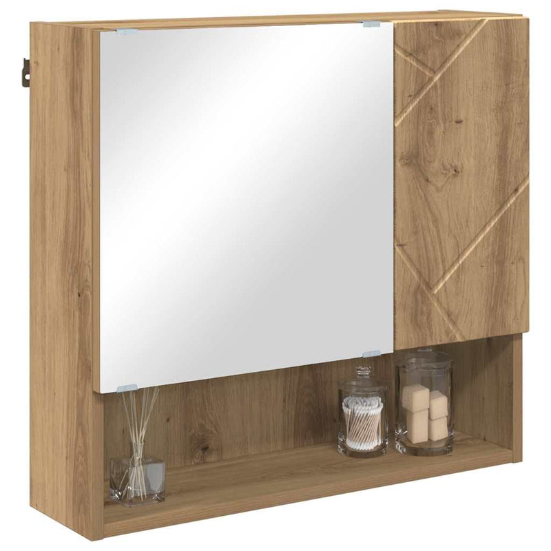vidaXL Tükörszekrény polcokkal kézműves tölgy 59 x 17 x 55 cm Faanyag