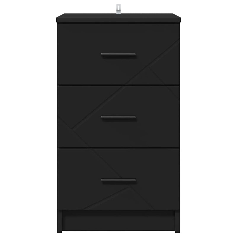 vidaXL Éjjeliszekrény fiókkal Fekete 38 x 38 x 66 cm Faanyag
