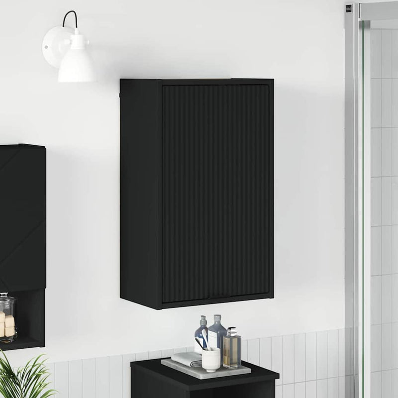 vidaXL Fürdőszoba Székény tárolóval Fekete 39 x 23.5 x 65 cm Faanyag
