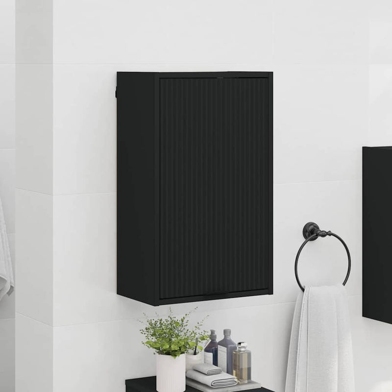 vidaXL Fürdőszoba Székény tárolóval Fekete 39 x 23.5 x 65 cm Faanyag