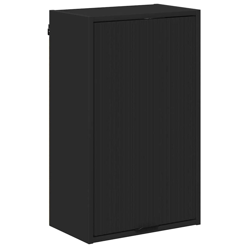 vidaXL Fürdőszoba Székény tárolóval Fekete 39 x 23.5 x 65 cm Faanyag