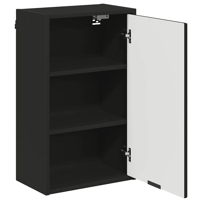 vidaXL Fürdőszoba Székény tárolóval Fekete 39 x 23.5 x 65 cm Faanyag