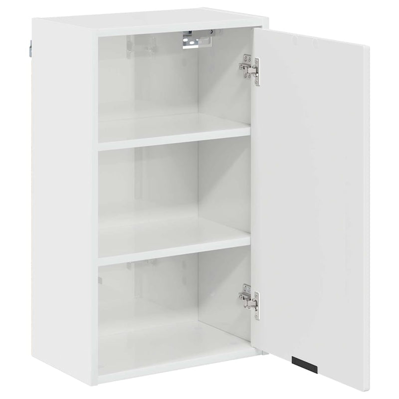 vidaXL Fürdőszoba Székény Magasfényű fehér 39 x 23.5 x 65 cm Faanyag