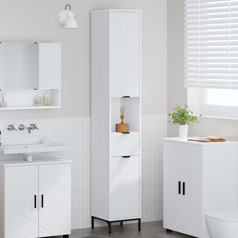 vidaXL Fürdőszobai magas szekrény Fehér 31.5 x 33 x 190 cm Faanyag