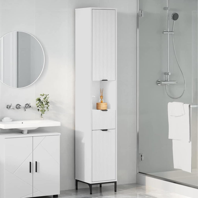 vidaXL Fürdőszobai magas szekrény Fehér 31.5 x 33 x 190 cm Faanyag