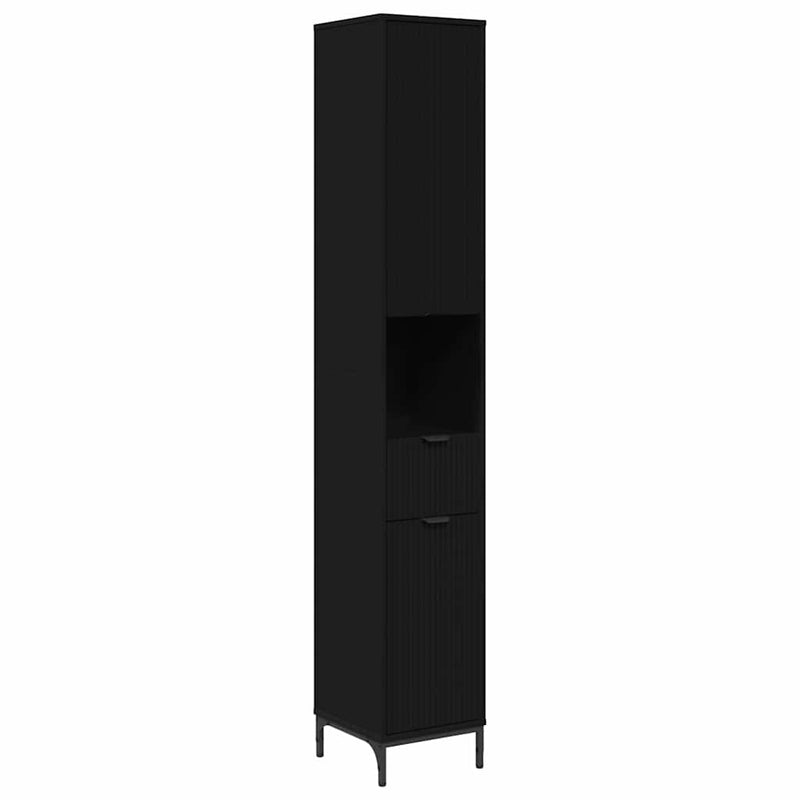 vidaXL Fürdőszobai magas szekrény Fekete 31.5 x 33 x 190 cm Faanyag