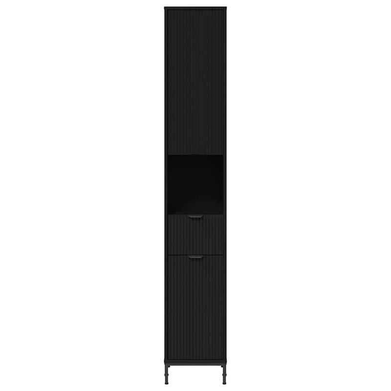 vidaXL Fürdőszobai magas szekrény Fekete 31.5 x 33 x 190 cm Faanyag