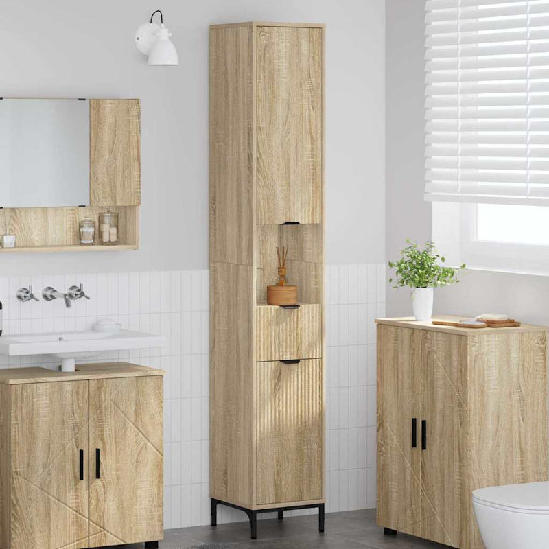 vidaXL Fürdőszobai magas szekrény sonoma tölgy 31.5 x 33 x 190 cm