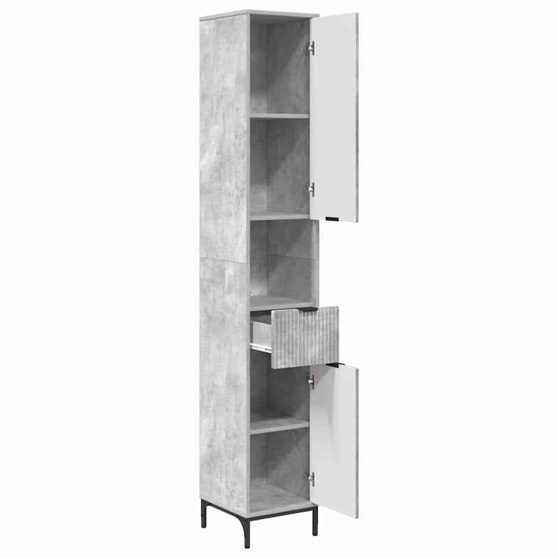 vidaXL Fürdőszobai magas szekrény Beton szürke 31.5 x 33 x 190 cm