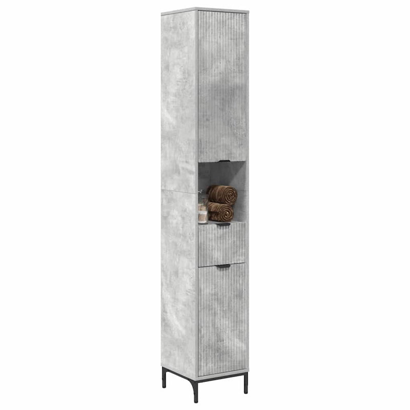 vidaXL Fürdőszobai magas szekrény Beton szürke 31.5 x 33 x 190 cm