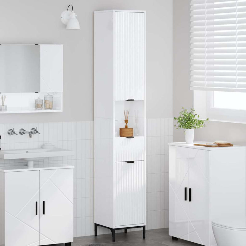 vidaXL Fürdőszobai magas szekrény Magasfényű fehér 31.5 x 33 x 190 cm