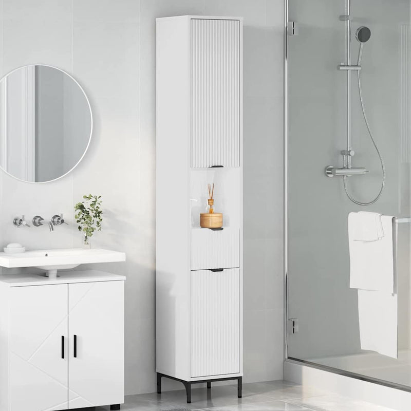 vidaXL Fürdőszobai magas szekrény Magasfényű fehér 31.5 x 33 x 190 cm