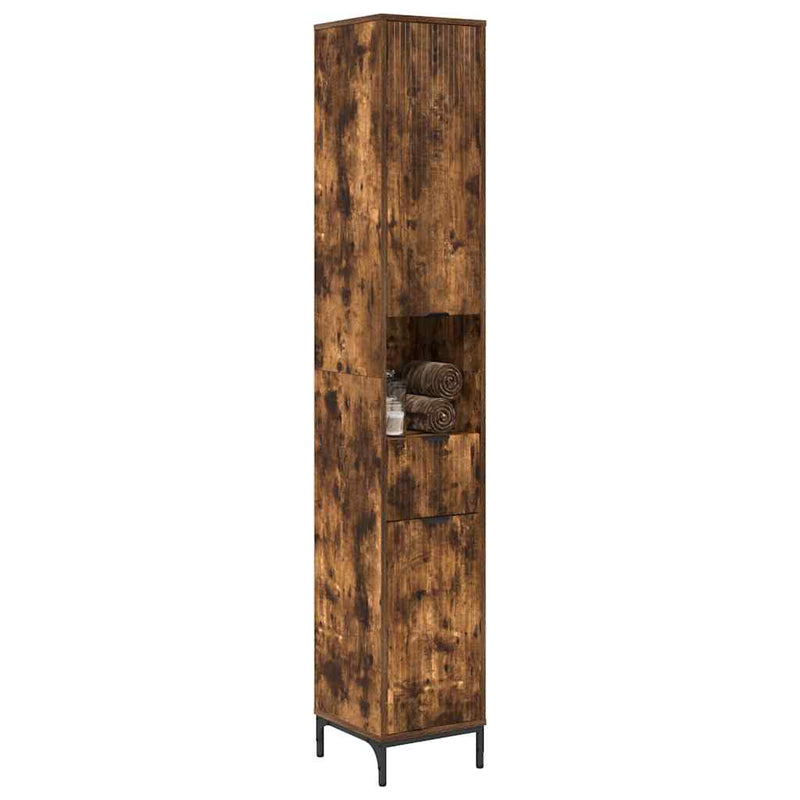 vidaXL Fürdőszobai magas szekrény Füstölt tölgy 31.5 x 33 x 190 cm