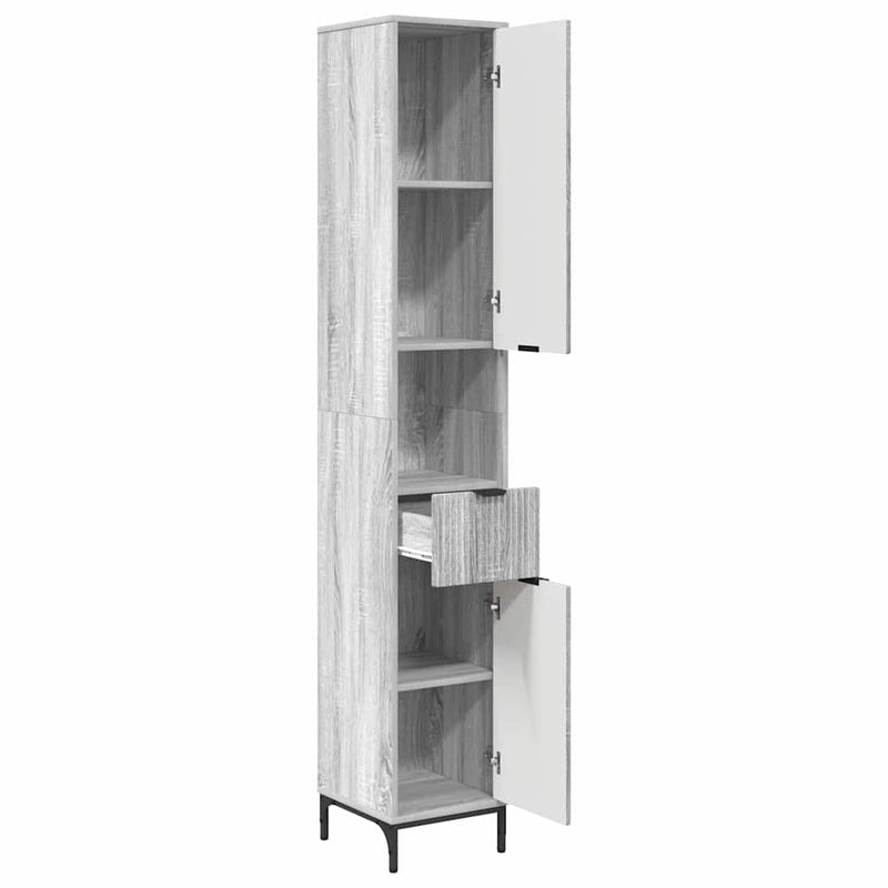vidaXL Fürdőszobai magas szekrény Szürke sonoma 31.5 x 33 x 190 cm