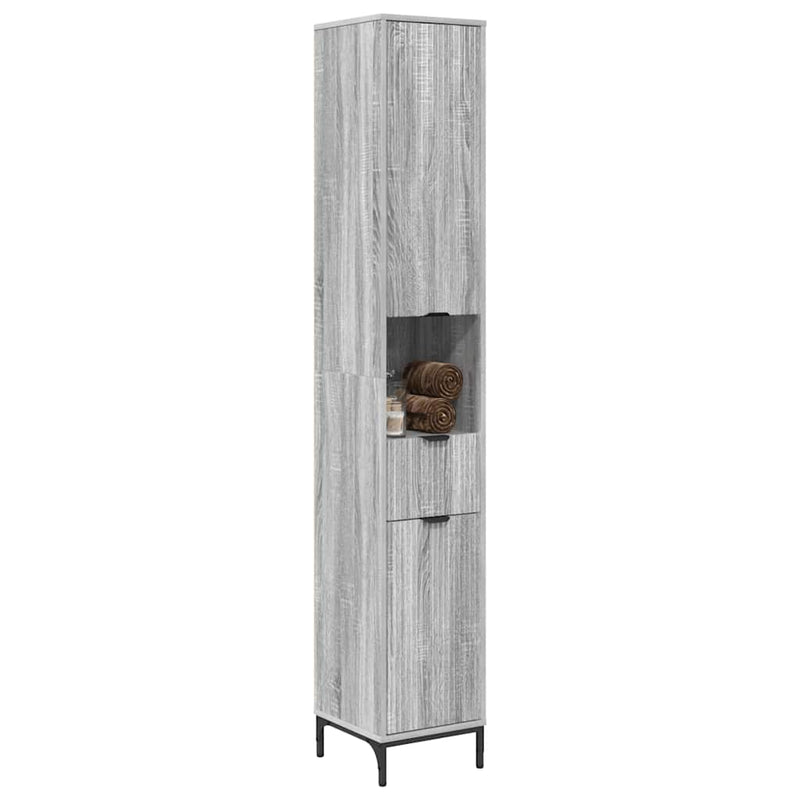 vidaXL Fürdőszobai magas szekrény Szürke sonoma 31.5 x 33 x 190 cm