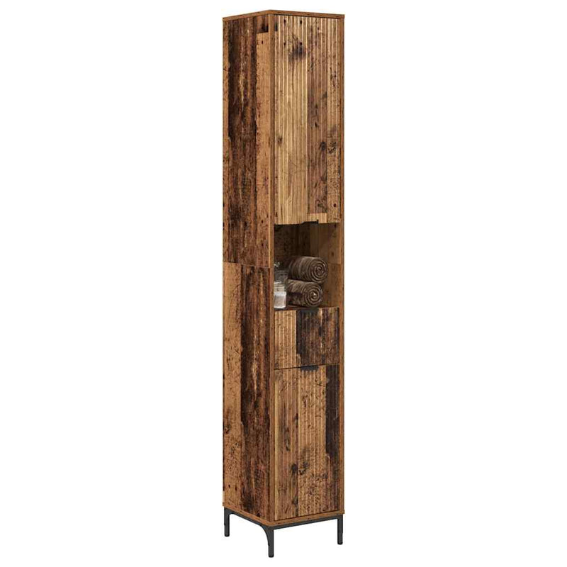 vidaXL Fürdőszobai magas szekrény Régi fa 31.5 x 33 x 190 cm Faanyag
