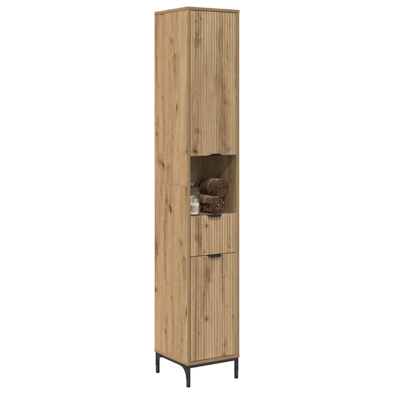 vidaXL Fürdőszobai magas szekrény kézműves tölgy 31.5 x 33 x 190 cm
