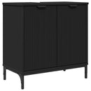 vidaXL Fürdőszobai mosdószekrény Fekete 60,5 x 33,5 x 61 cm Faanyag