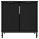 vidaXL Fürdőszobai mosdószekrény Fekete 60,5 x 33,5 x 61 cm Faanyag