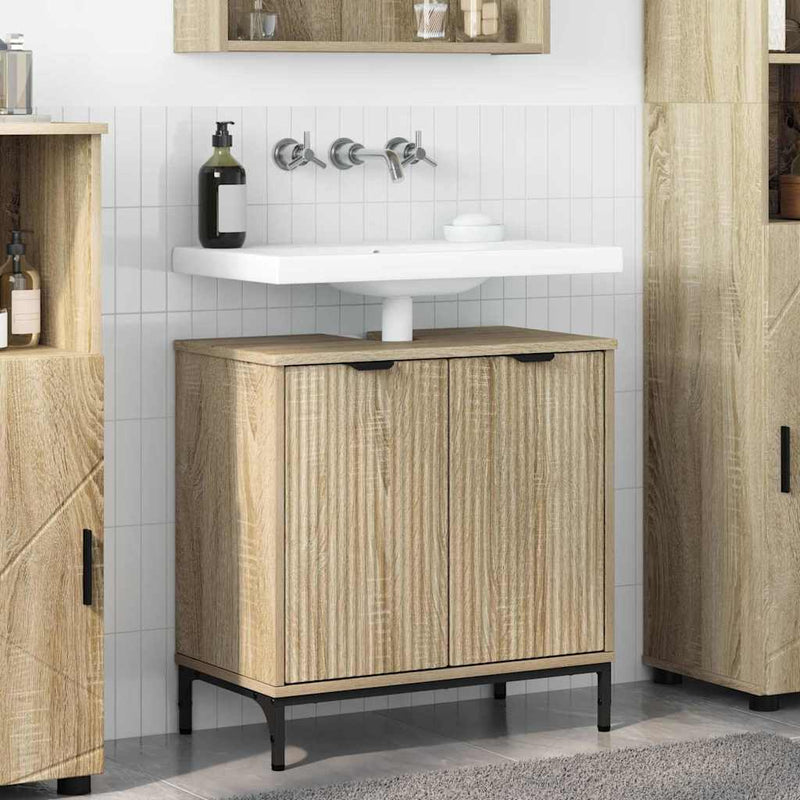 vidaXL Fürdőszobai mosdószekrény sonoma tölgy 60.5 x 33.5 x 61 cm