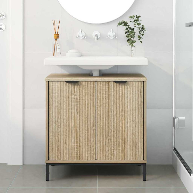 vidaXL Fürdőszobai mosdószekrény sonoma tölgy 60.5 x 33.5 x 61 cm