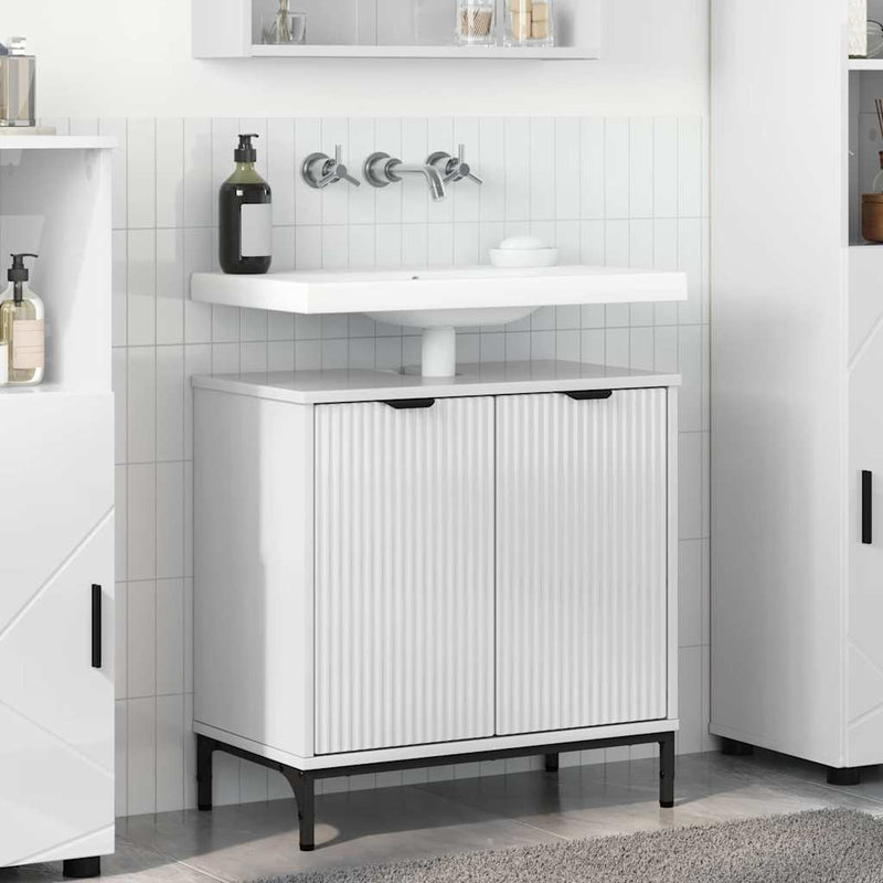 vidaXL Fürdőszobai mosdószekrény Magasfényű fehér 60.5 x 33.5 x 61 cm